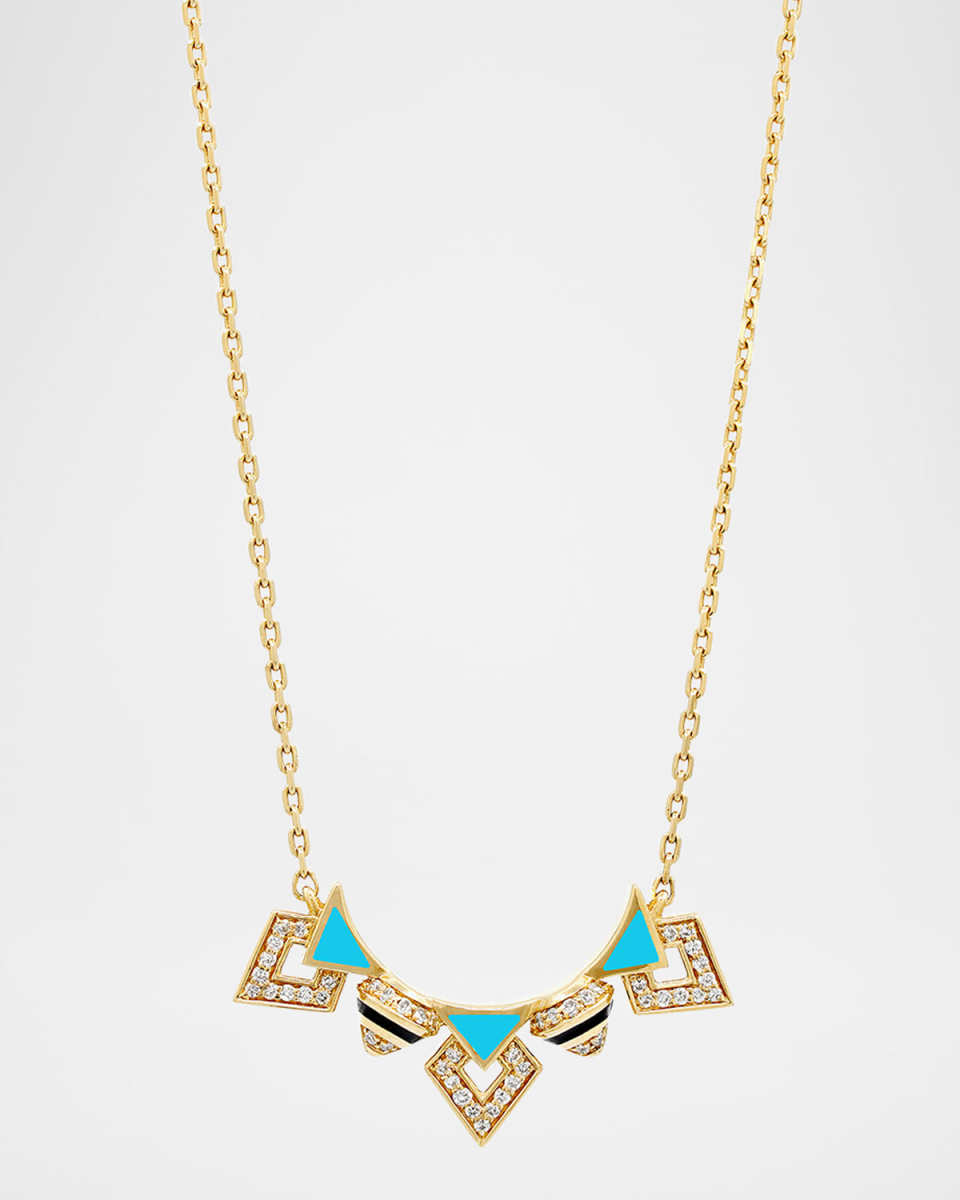 18K Yellow Gold Mosaic Necklace with HyCeram and Diamonds